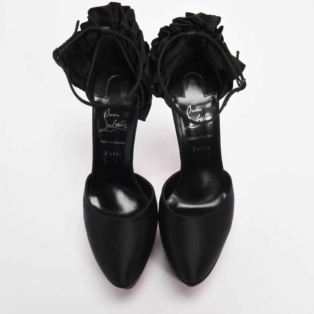 Christian Louboutin Black Satin Maria Frou Alta Platform Pumps 42