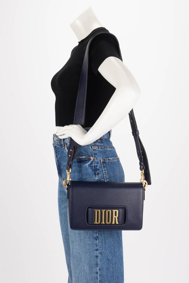 Dior Navy Grained Calfskin Dior(r)evolution Flap Bag