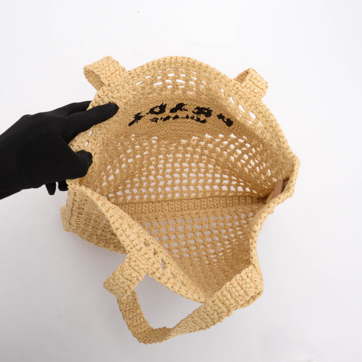 Prada Natural Raffia Crochet Tote