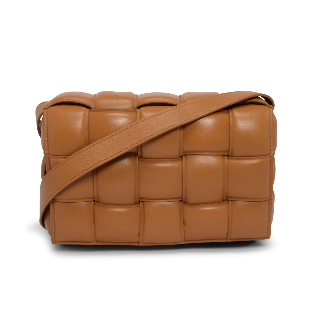 Bottega Veneta Caramel Intrecciato Lambskin Padded Cassette Bag