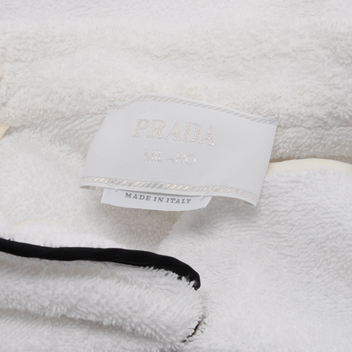Prada White Terry Cotton Logo Plaque Shirt L