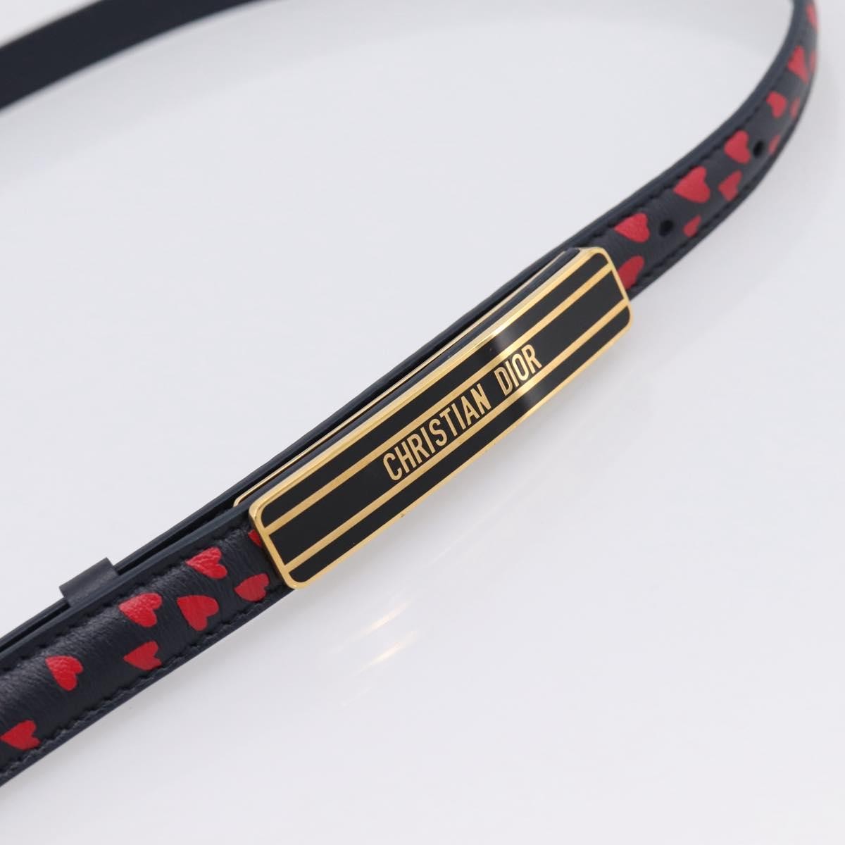 Dior Dark Navy Heart Print Skinny Belt