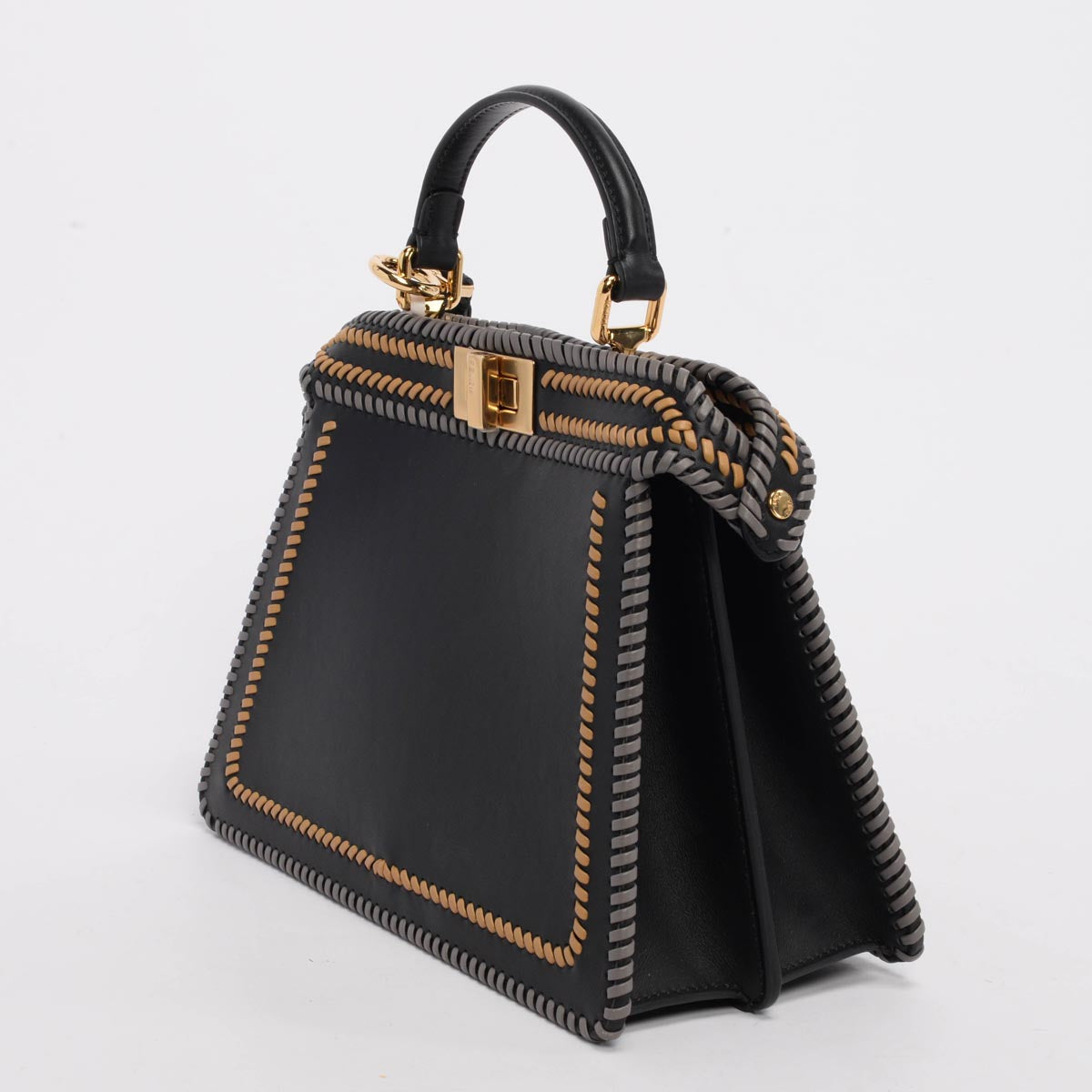 Fendi Black Calfskin Small Peekaboo ISeeU Bag