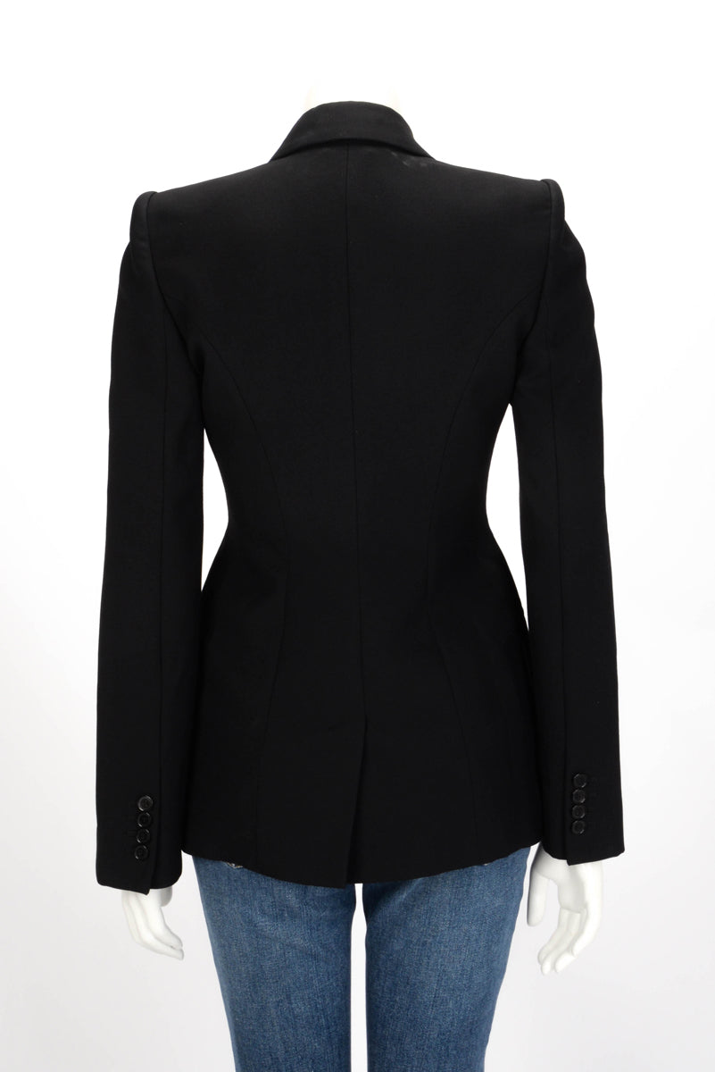 Alexander McQueen Black Wool Blend Split Sleeve Jacket IT 38