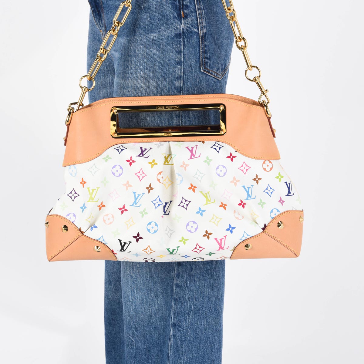 Louis Vuitton White Multicolore Monogram Judy GM Clutch