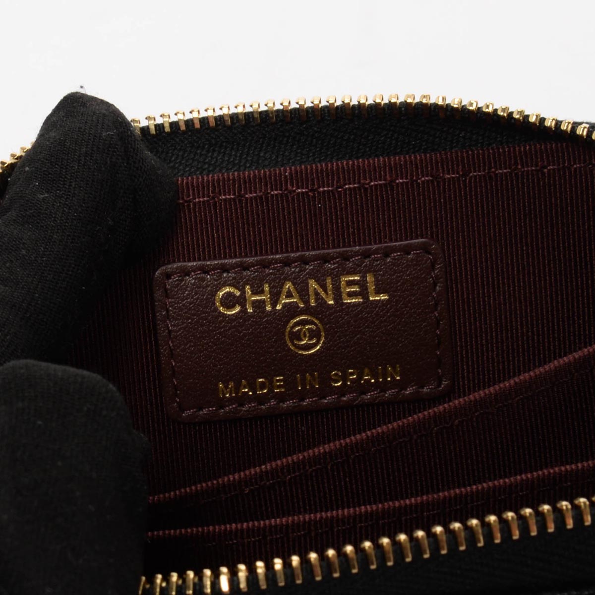 Chanel Black Quilted Caviar Mini Zip Coin Purse