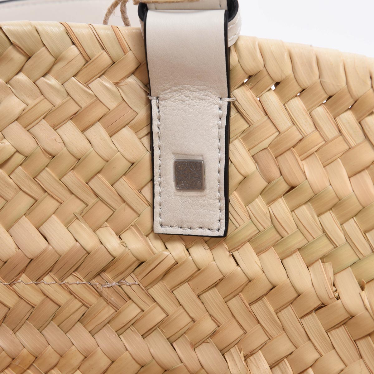 Loewe White Raffia Medium Basket Tote