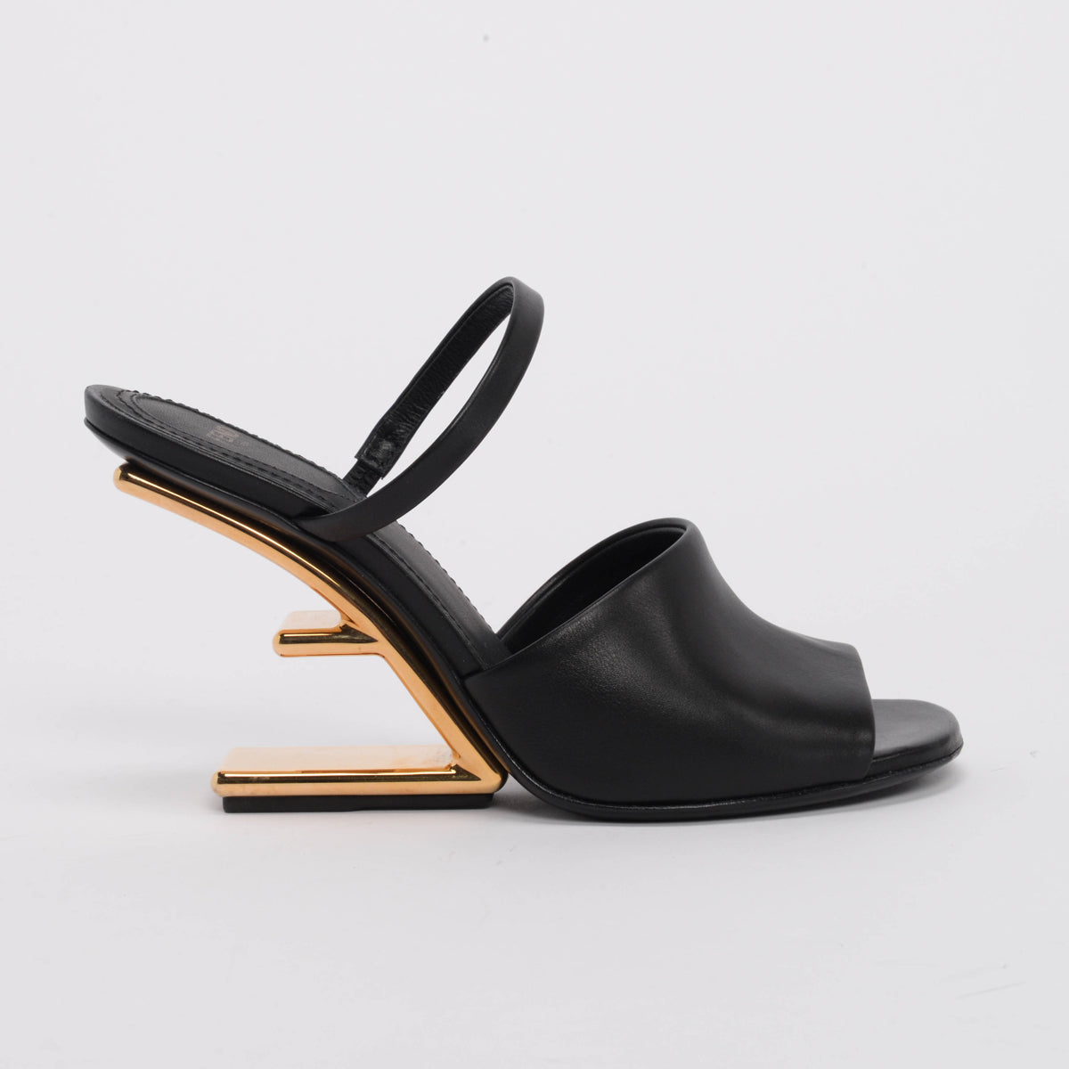 Fendi Black Lambskin Fendi First Mules 36