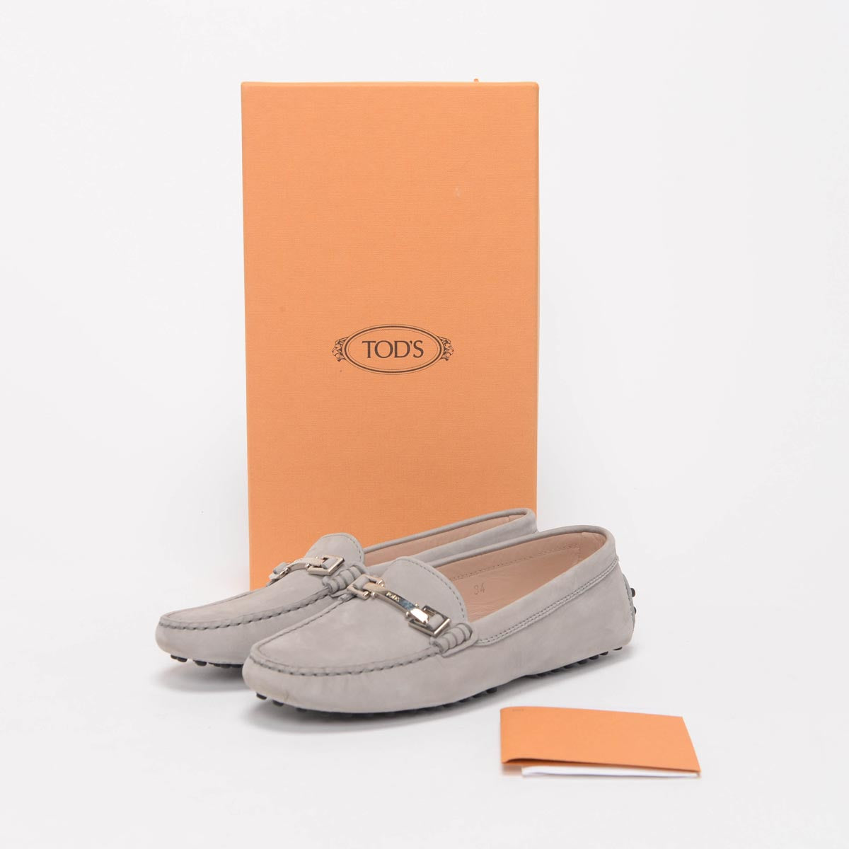 Tod's Grey Suede Gommini Moccasin Flats