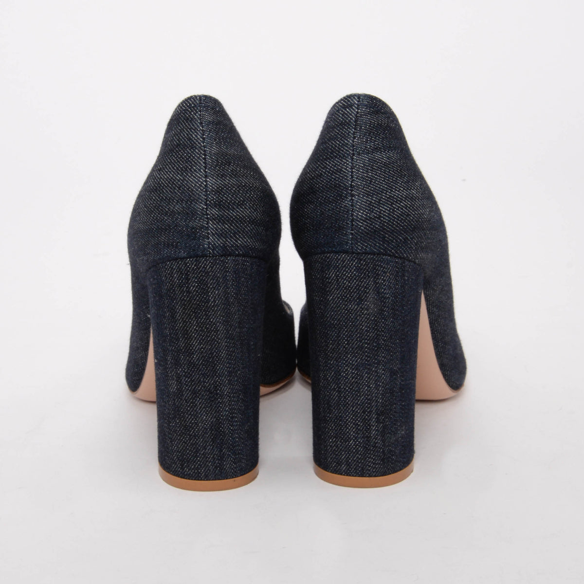Gianvito Rossi Navy Denim Round Toe Pumps 39