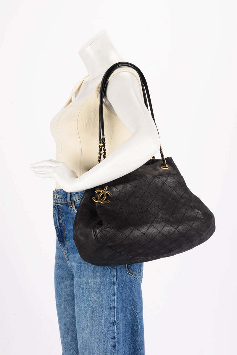 Chanel Black Quilted Calfskin CC Charm Shopper Tote