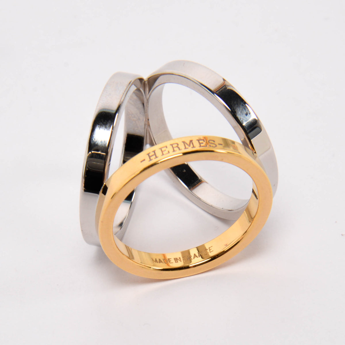 Hermes Gold & Silver Tone Trio 90 Scarf Ring
