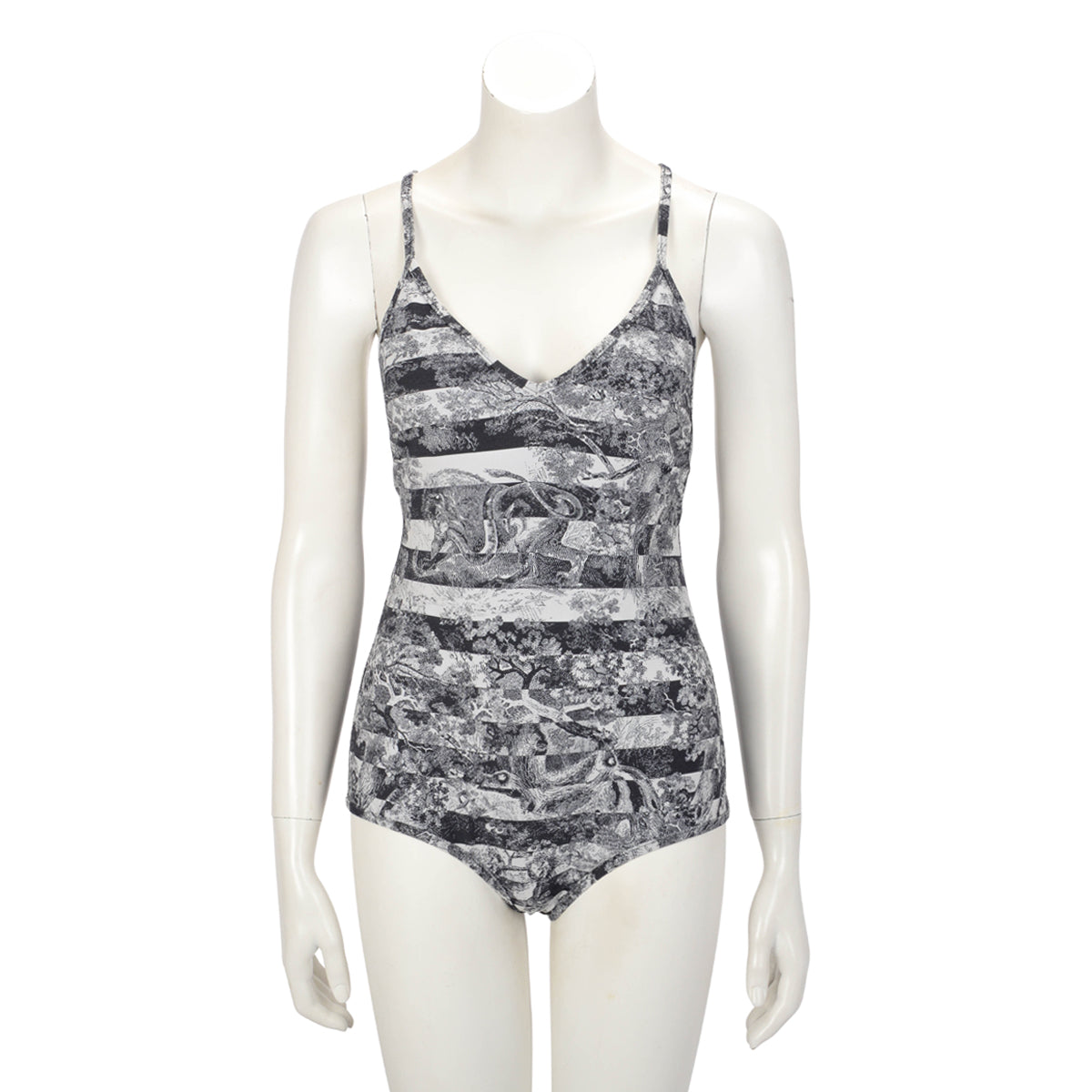 Dior Navy Toile de Jouy Striped One Piece Swimsuit L