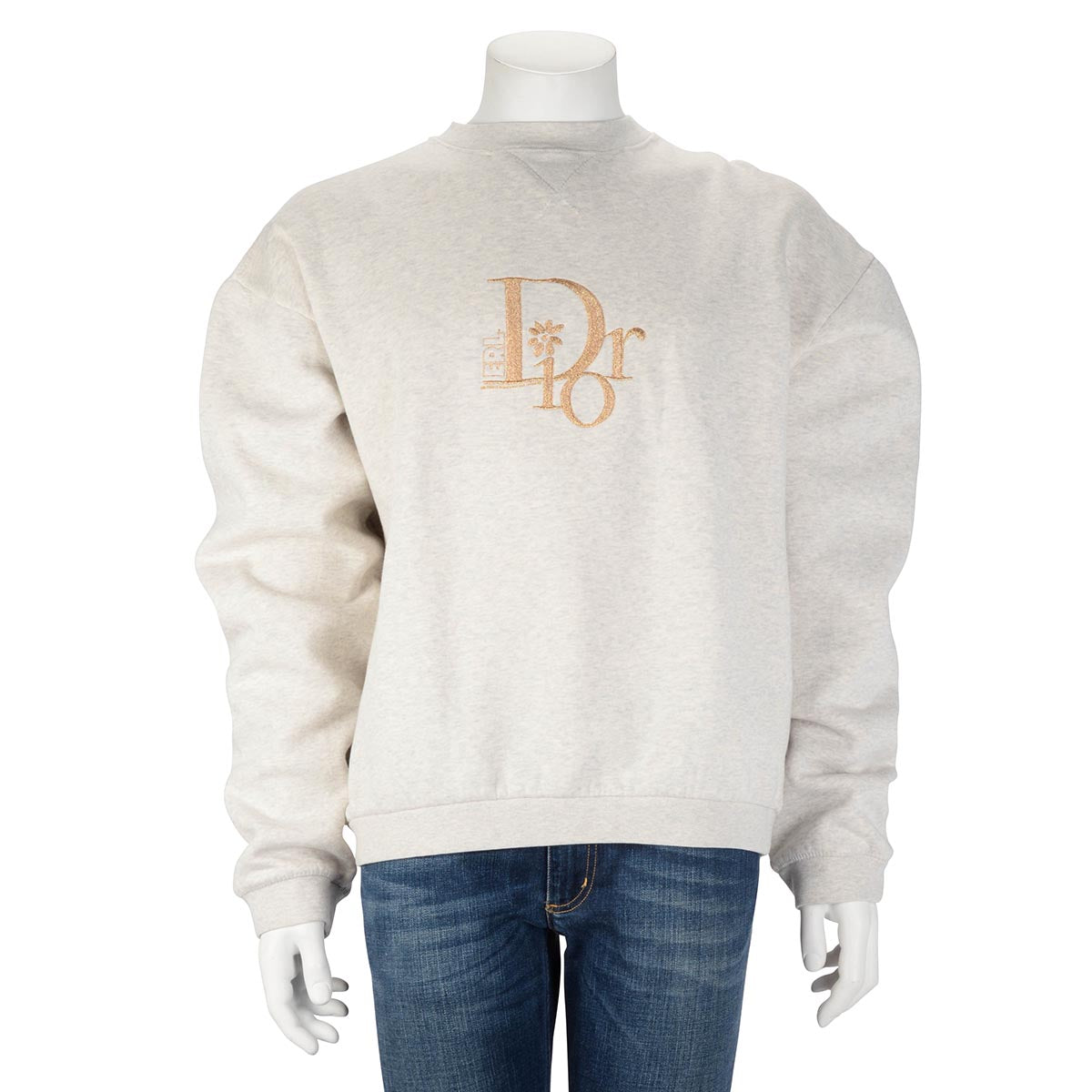 Dior x ERL Heather Grey Logo Embroidered Sweat Top L