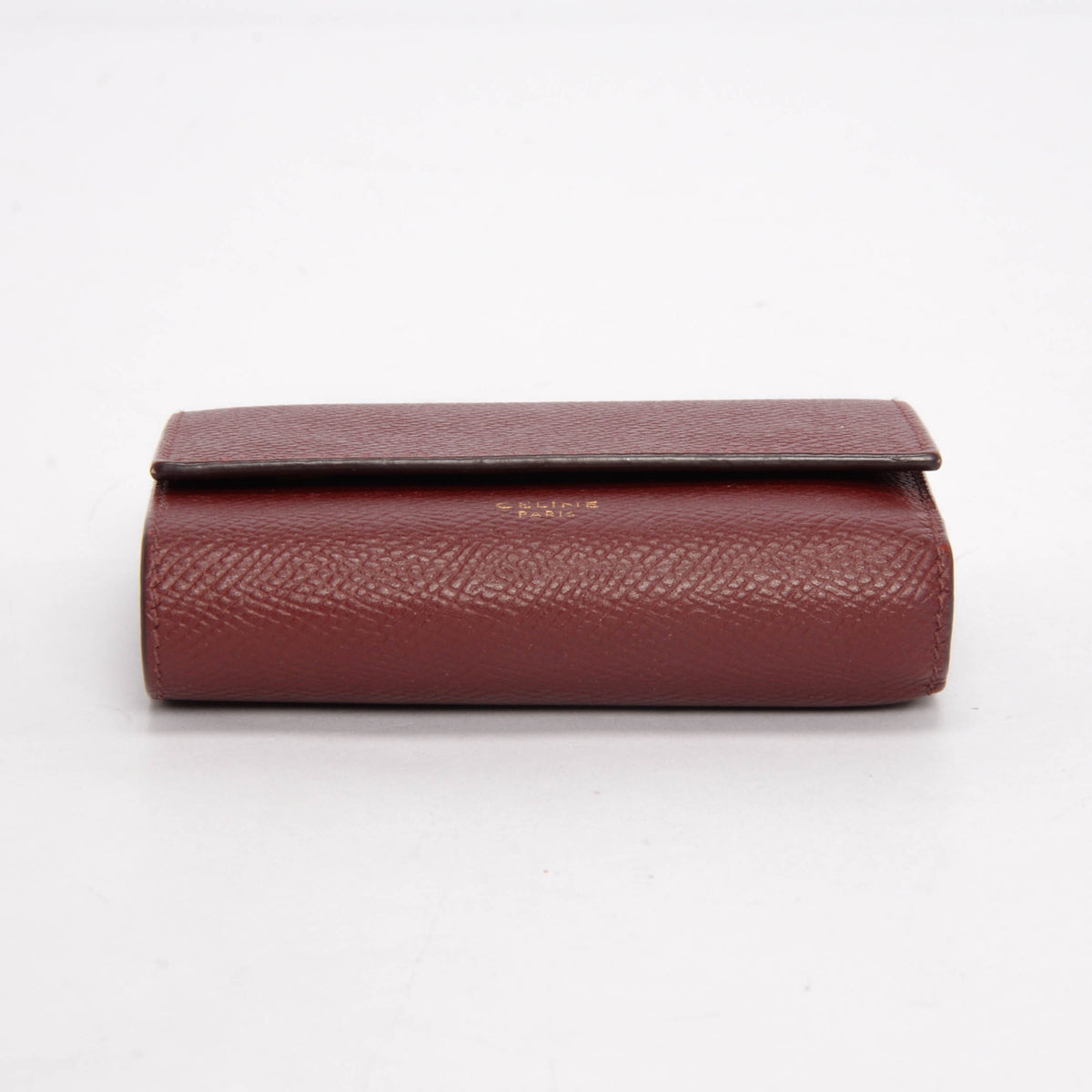 Celine Burgundy Grained Calfskin Small Tri-Fold Wallet