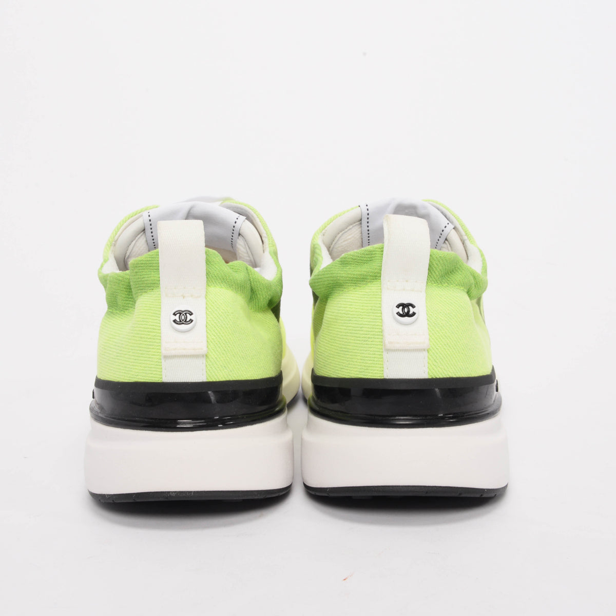 Chanel Fluro Green Denim CC Sneakers 39.5