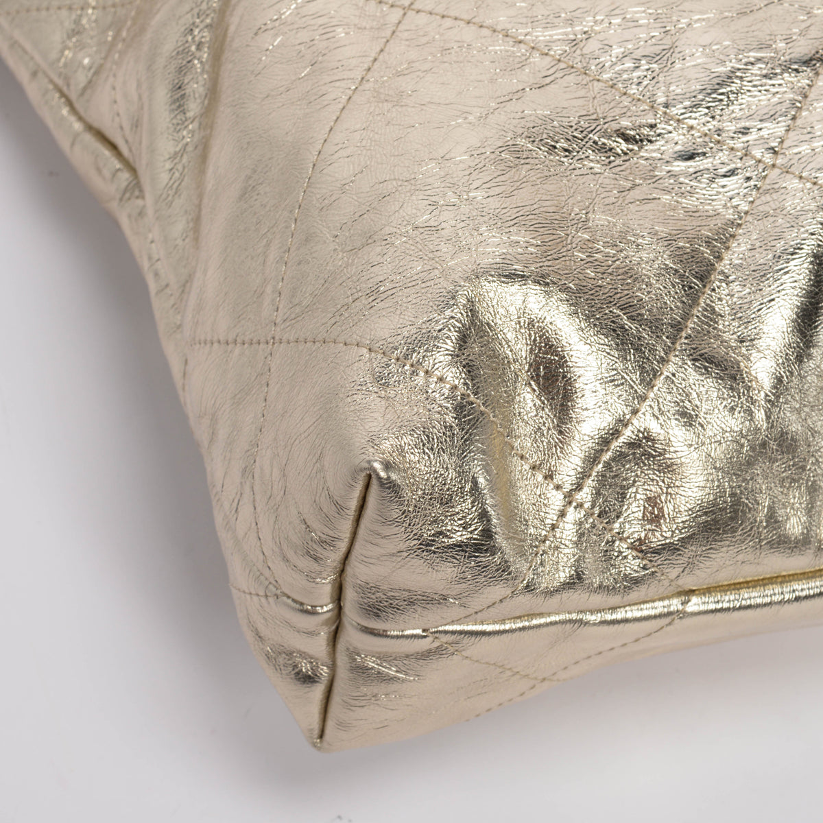 Chanel Light Gold Metallic Crumpled Calfskin Small 22 Bag