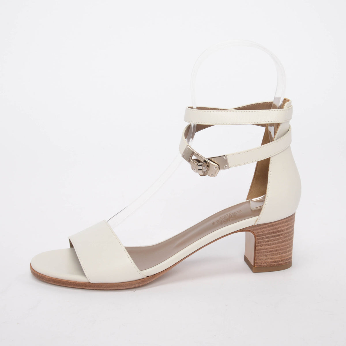 Hermes White Calfskin Manege Sandals 38