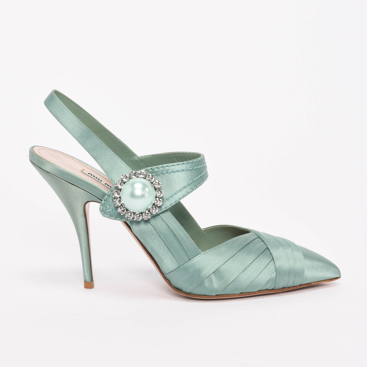 Miu Miu Mint Satin Cross Pumps 41