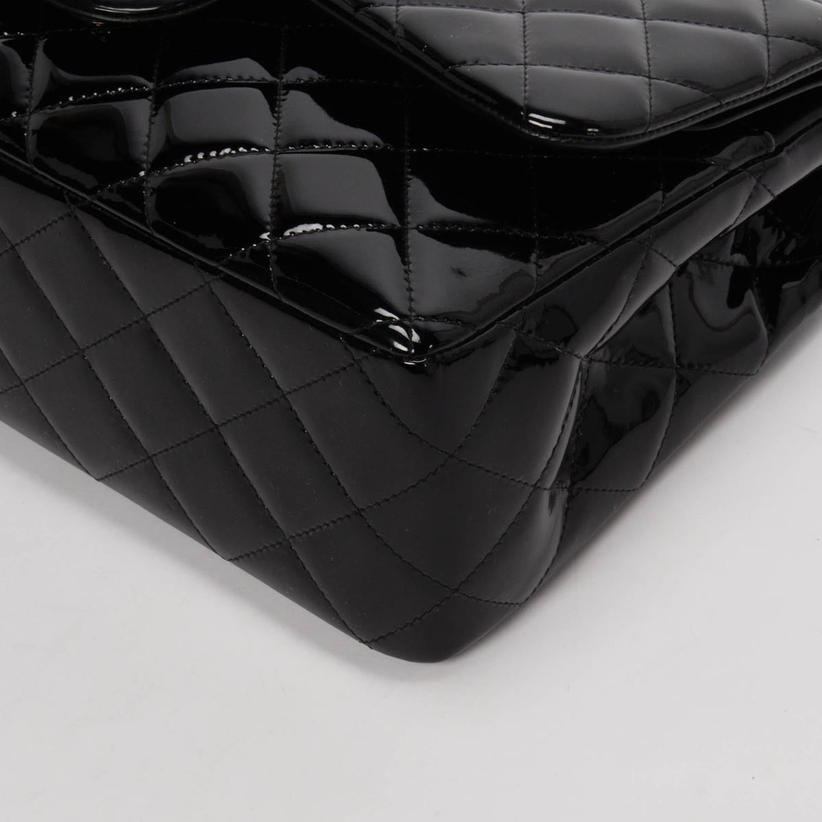 Chanel Black Quilted Patent Large Double Flap Bag