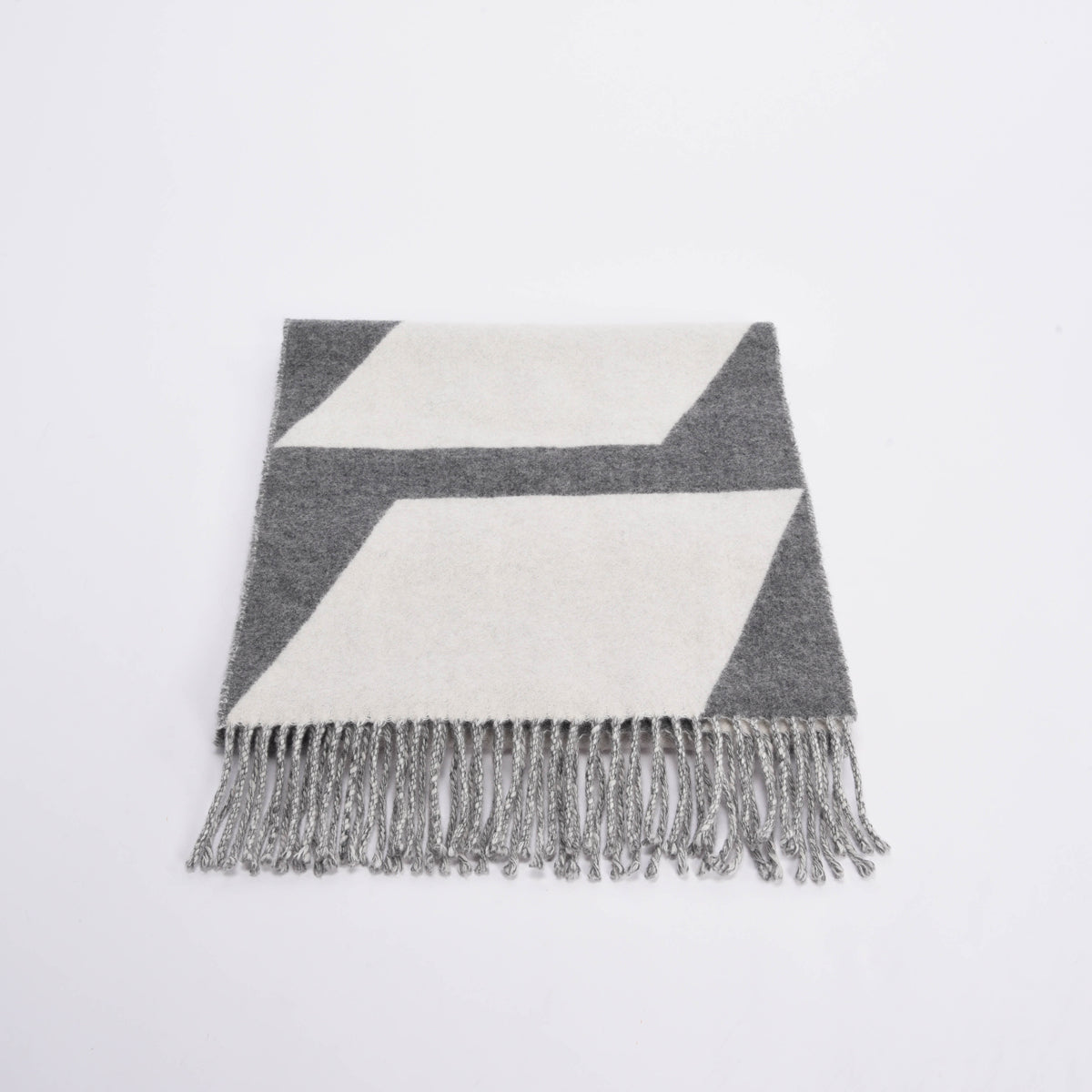 Hermes Grey & White Cashmere Casaque Optique Scarf