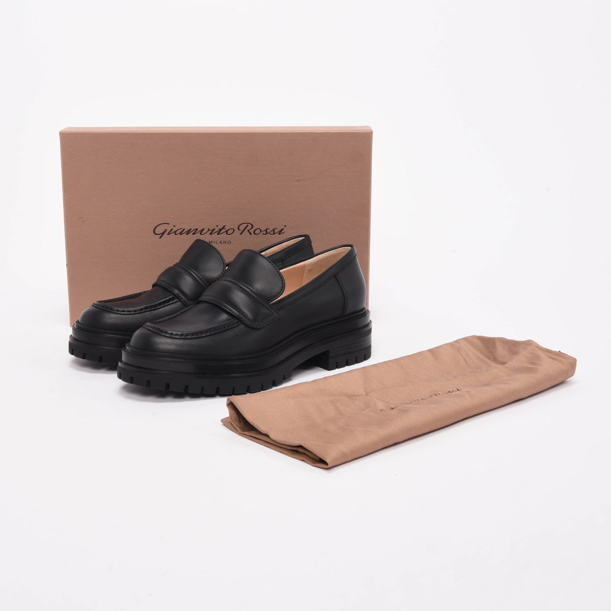 Gianvito Rossi Black Nappa Thierry Loafers 36