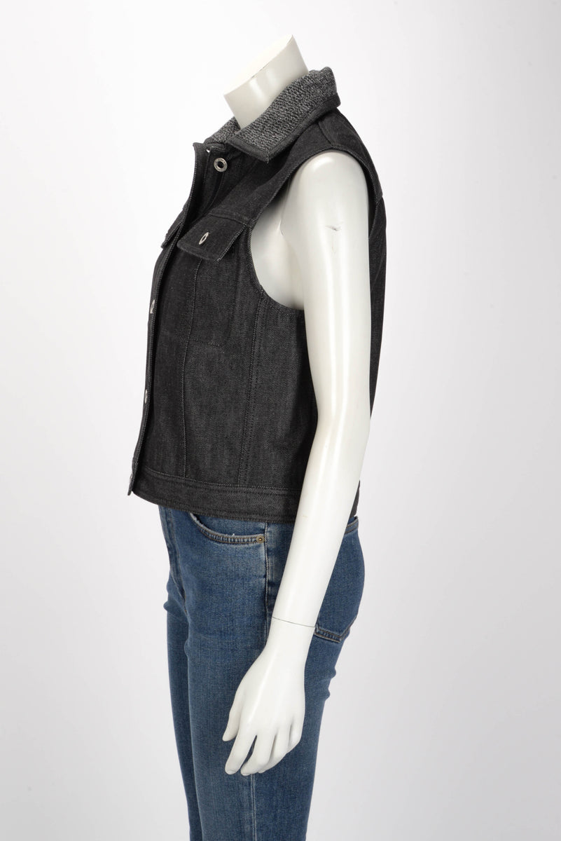 Hermes Gris Carbone Denim Sleeveless Jacket FR 38