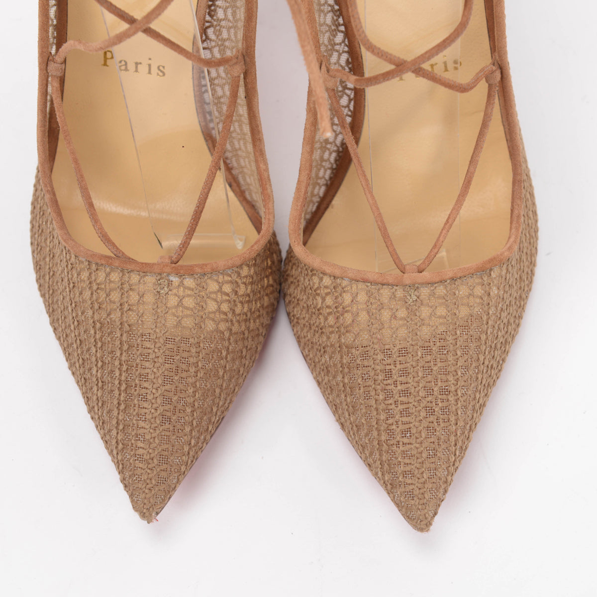 Christian Louboutin Biscotto Suede & Mesh Peropik 100 Pumps 40