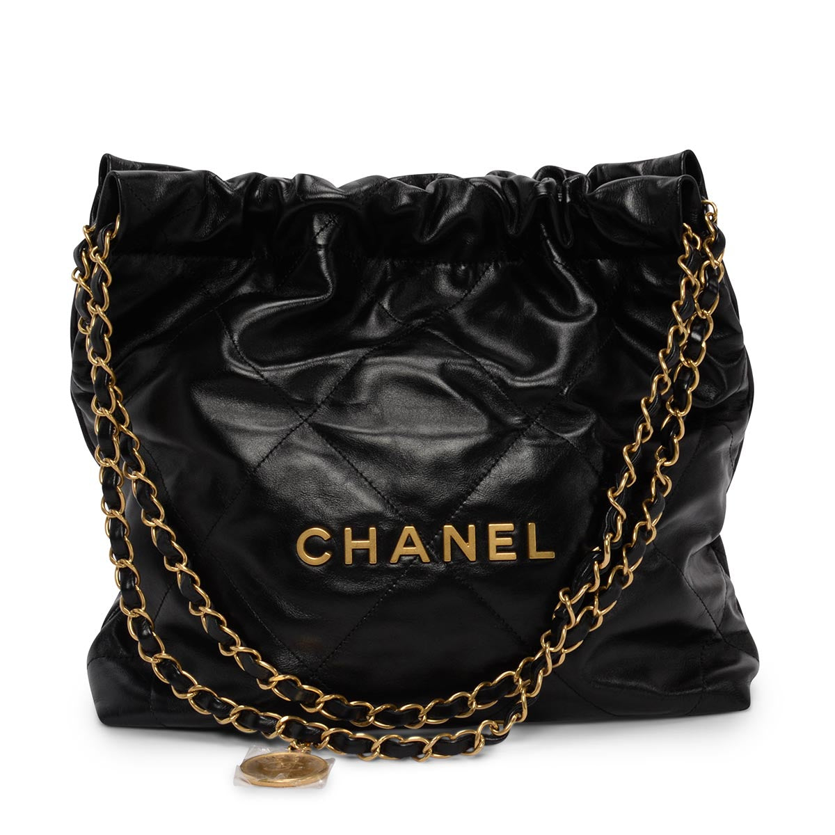 Chanel Black Shiny Calfskin Small 22 Bag