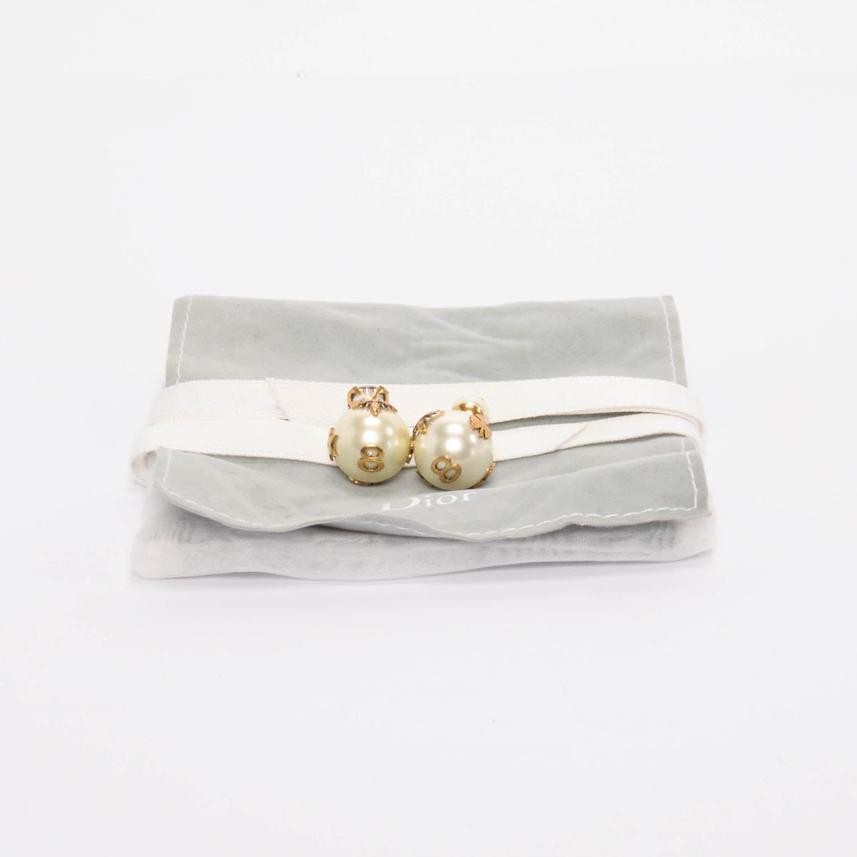 Dior Gold Tone Pearl Tribale Lucky Charm Earrings