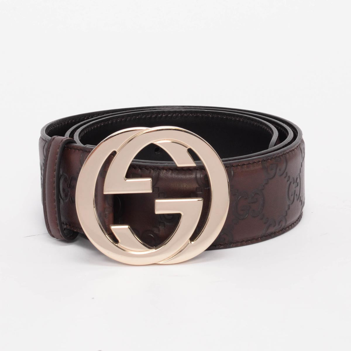 Gucci Dark Brown Guccissima Interlocking G Belt