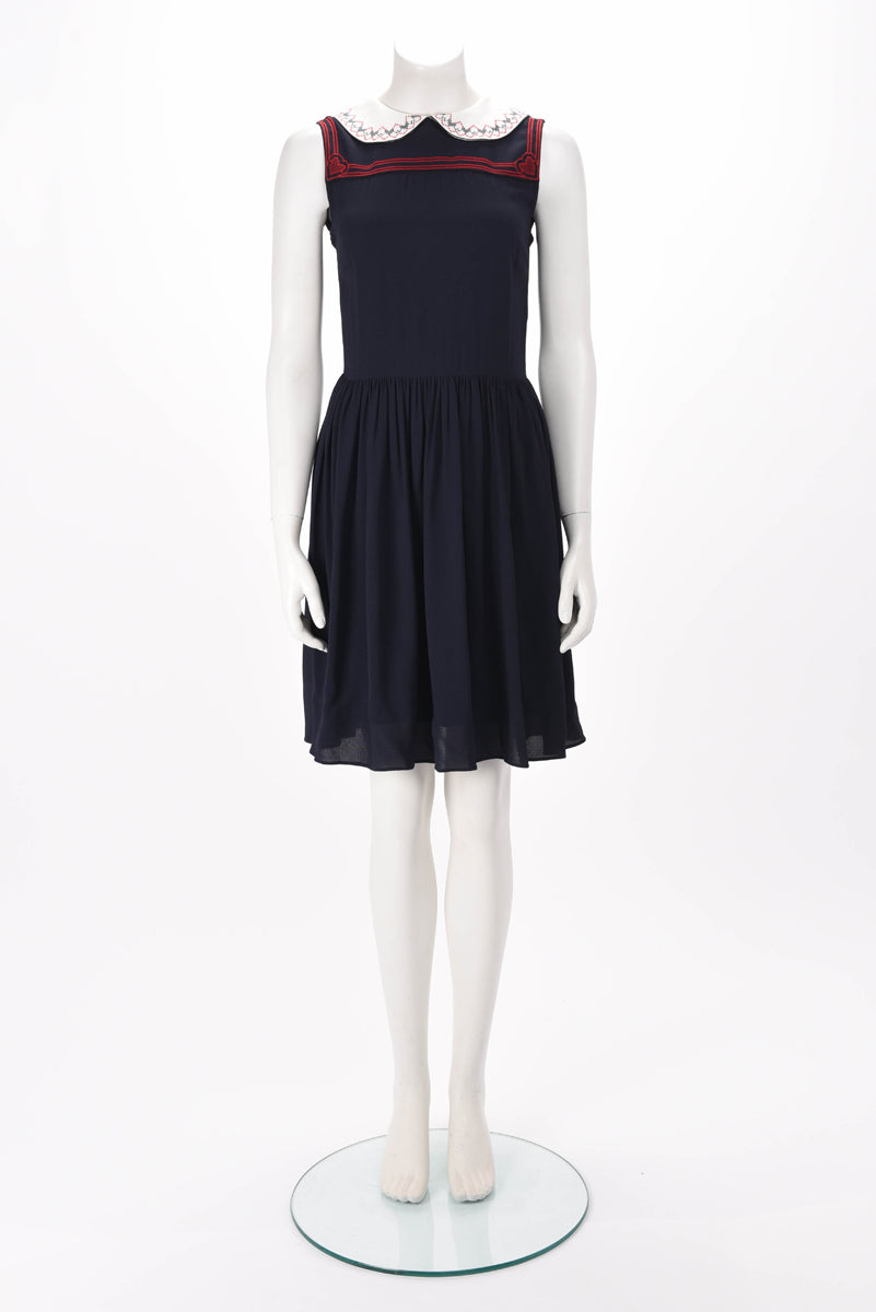 Miu Miu Navy Embroidered Dress IT 36