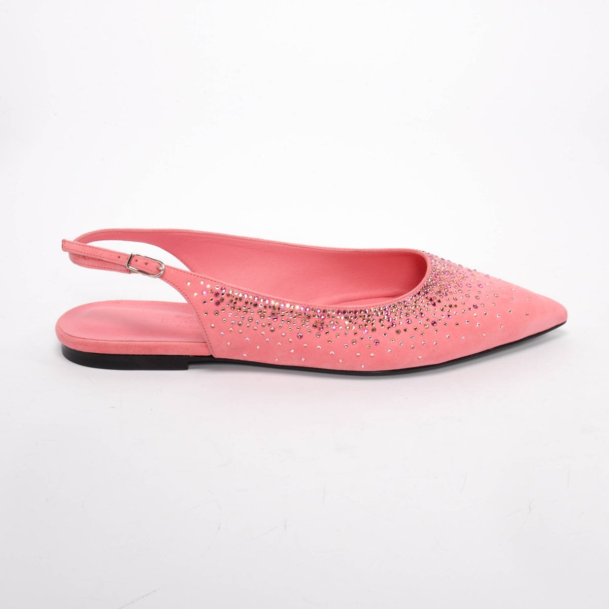 Hermes Rose Jaipur Suede & Strass Brilliante Slingback Flats 39