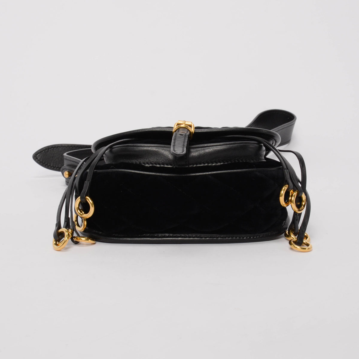Prada Black Quilted Velvet Velluto Impuntu Corsaire Bag