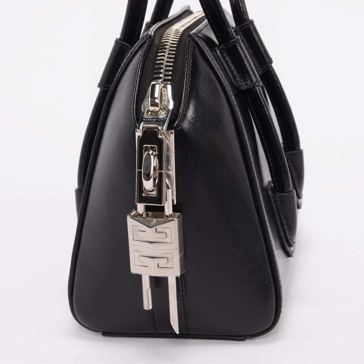 Givenchy Black Shiny Lord Mini Antigona Lock Bag