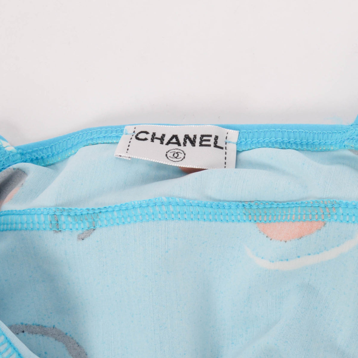 Chanel Blue Nylon 1997 CC One Piece Swimsuit FR 36