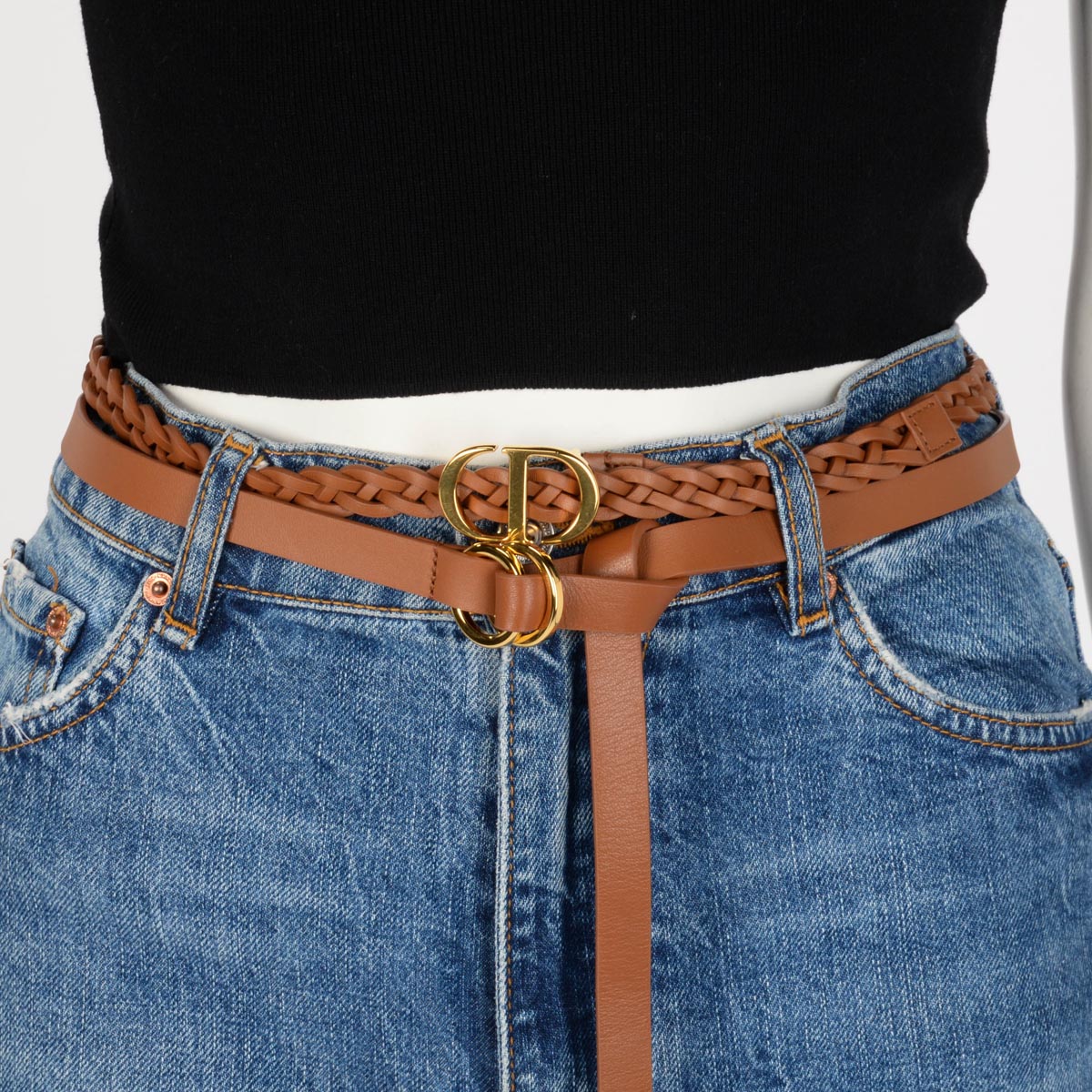 Dior Tan Calfskin Double Braided Belt