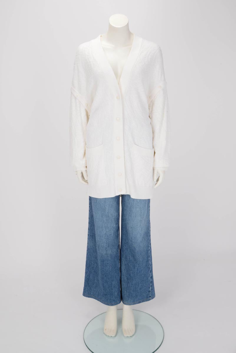 Fendi Off White FF Terry Cloth Detachable Sleeve Cardigan FR 50