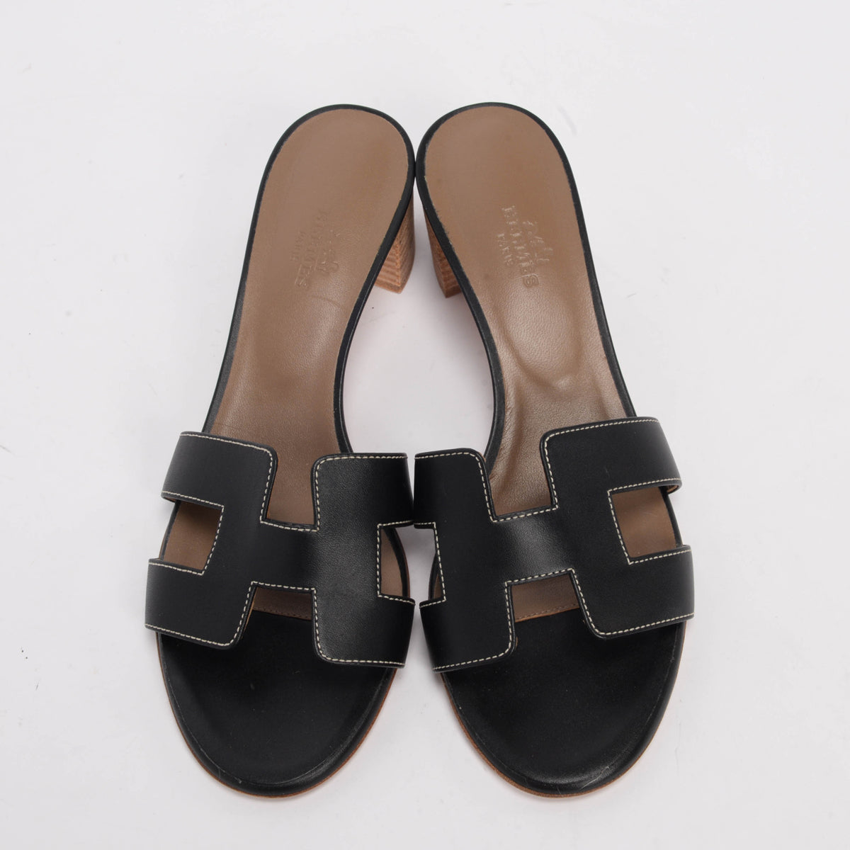 Hermes Black Calfskin Oasis Sandals 38.5