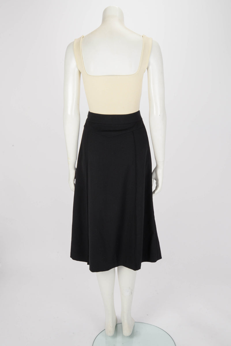 Chloe Black Wool Pintuck Detail Skirt FR 38