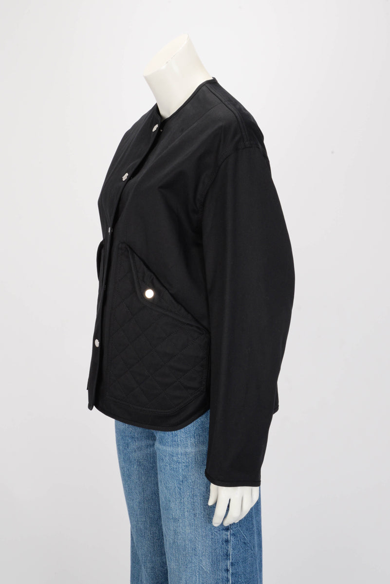 Hermes Black Cotton Twill Equestrian Detail Jacket FR 36