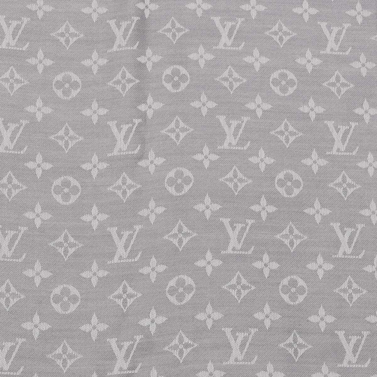 Louis Vuitton Pearl Grey Silk & Wool Denim Monogram Shawl
