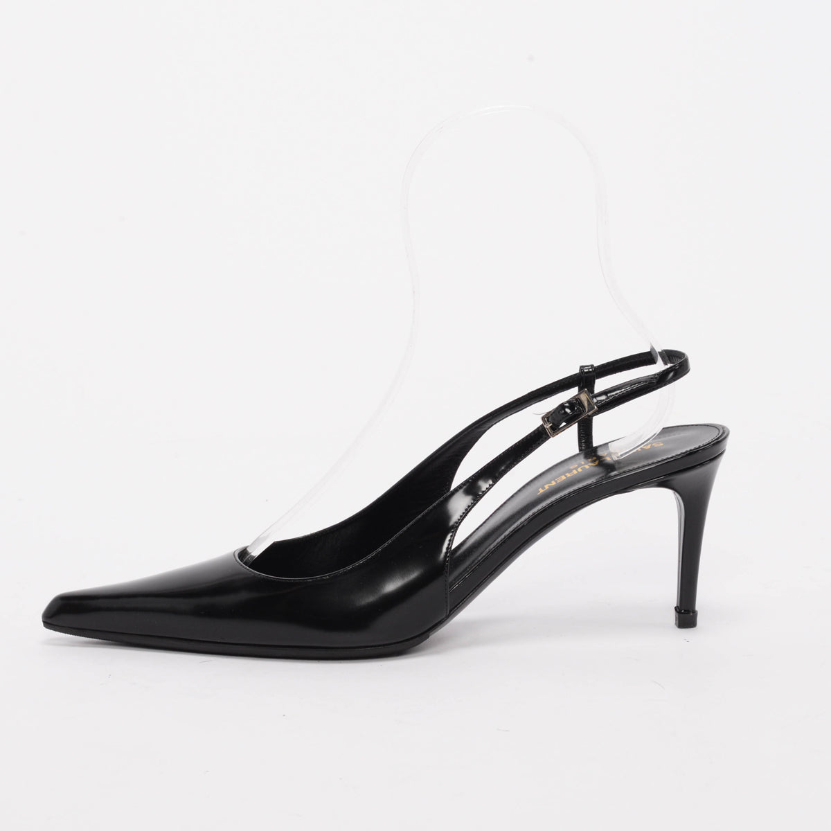 Saint Laurent Black Hi-Shine Vendome Slingback Pumps 40