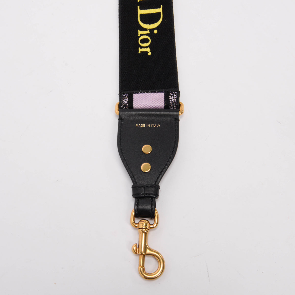 Dior Yellow & Lavender Canvas Logo Embroidered Bag Strap