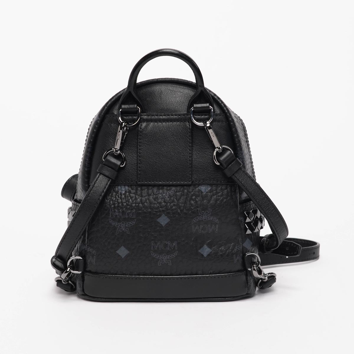 MCM Black Visetos Stark Side Studs Bebe Boo Mini Backpack