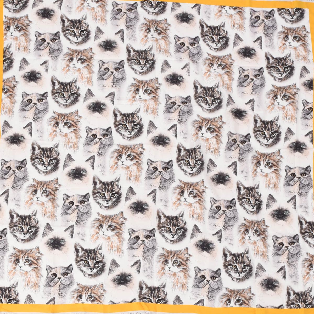 Stella McCartney Navy Silk Cat Face Print Scarf