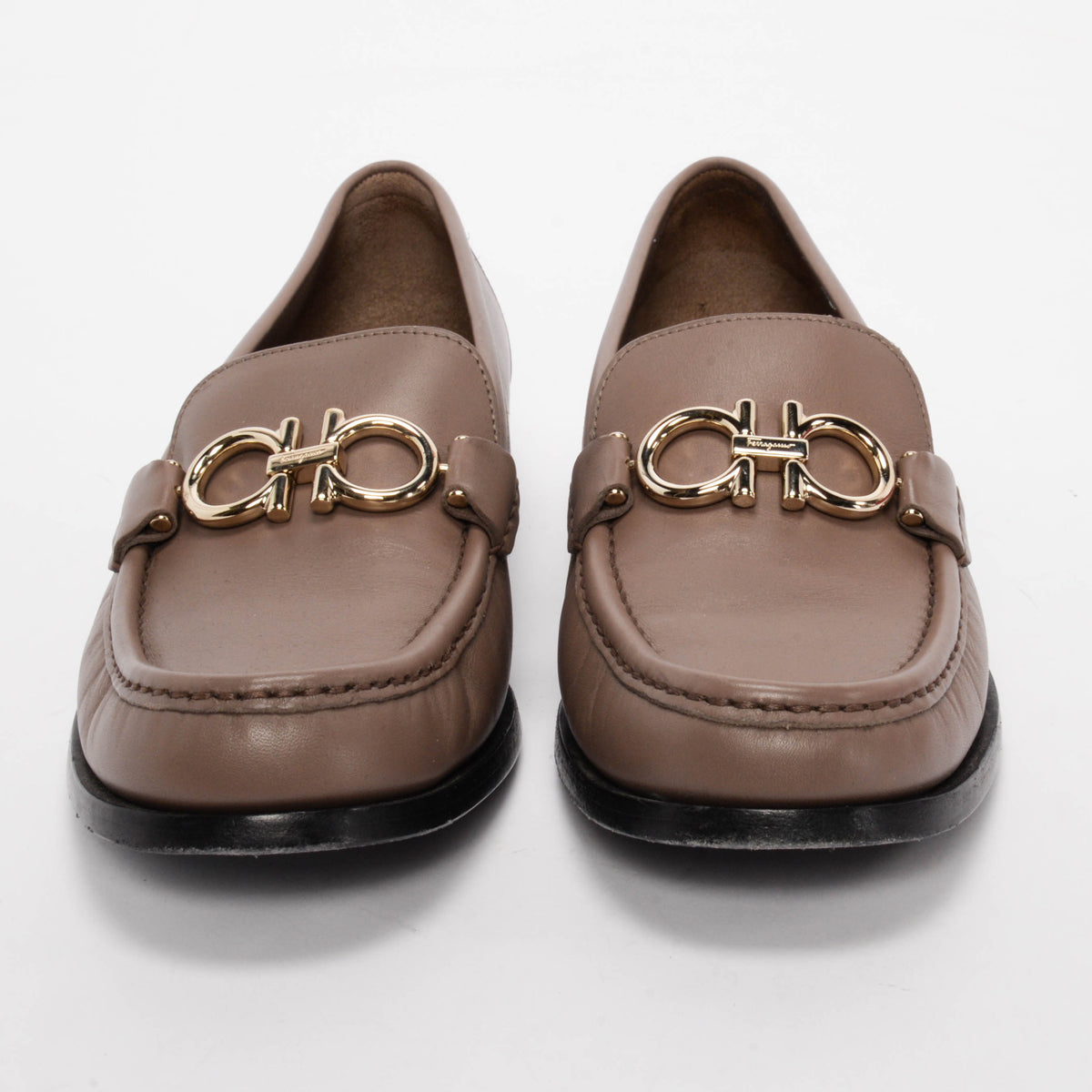 Salvatore Ferragamo Taupe Calfskin Rolo Loafers Flats 9