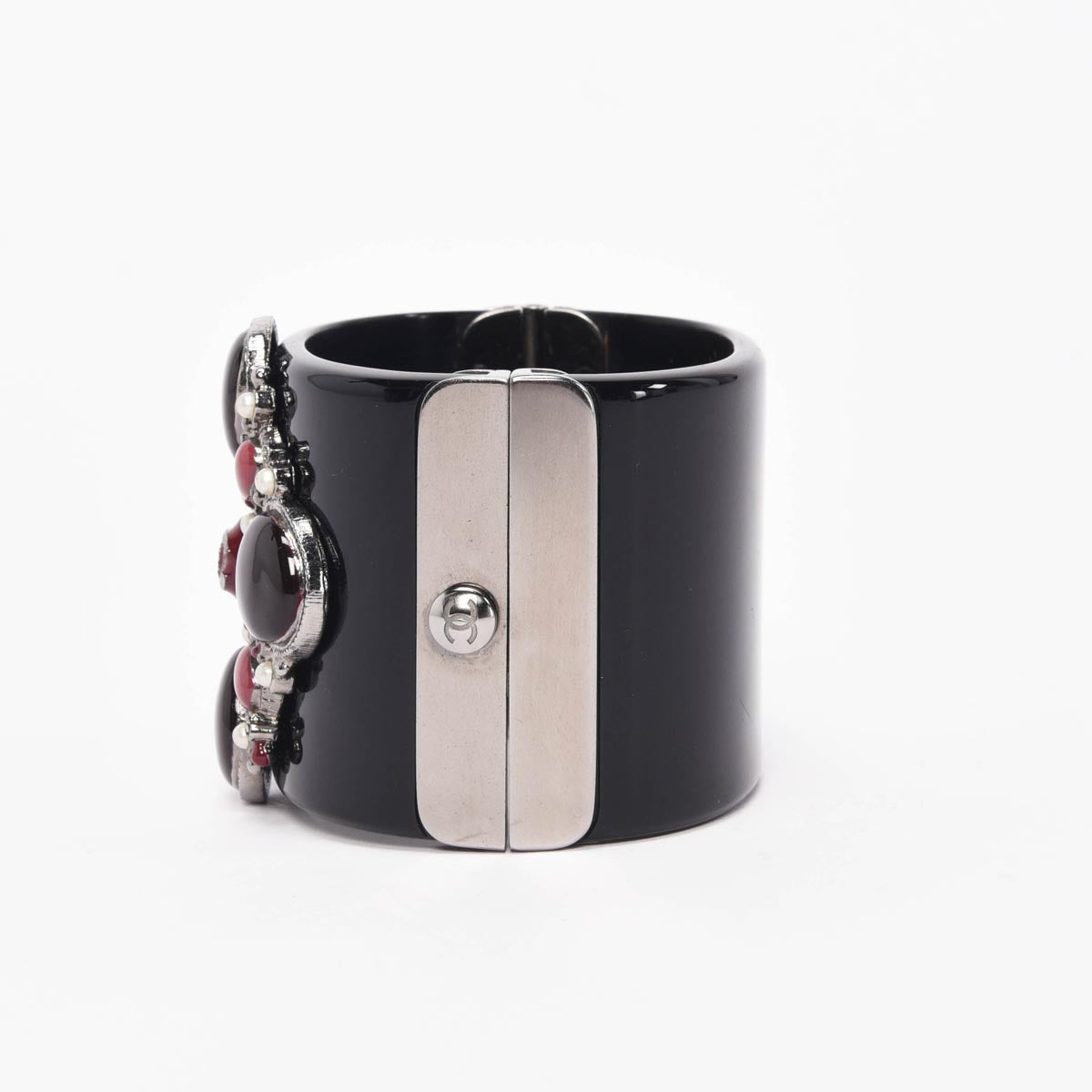 Chanel Black Resin CC Gripoix Cuff