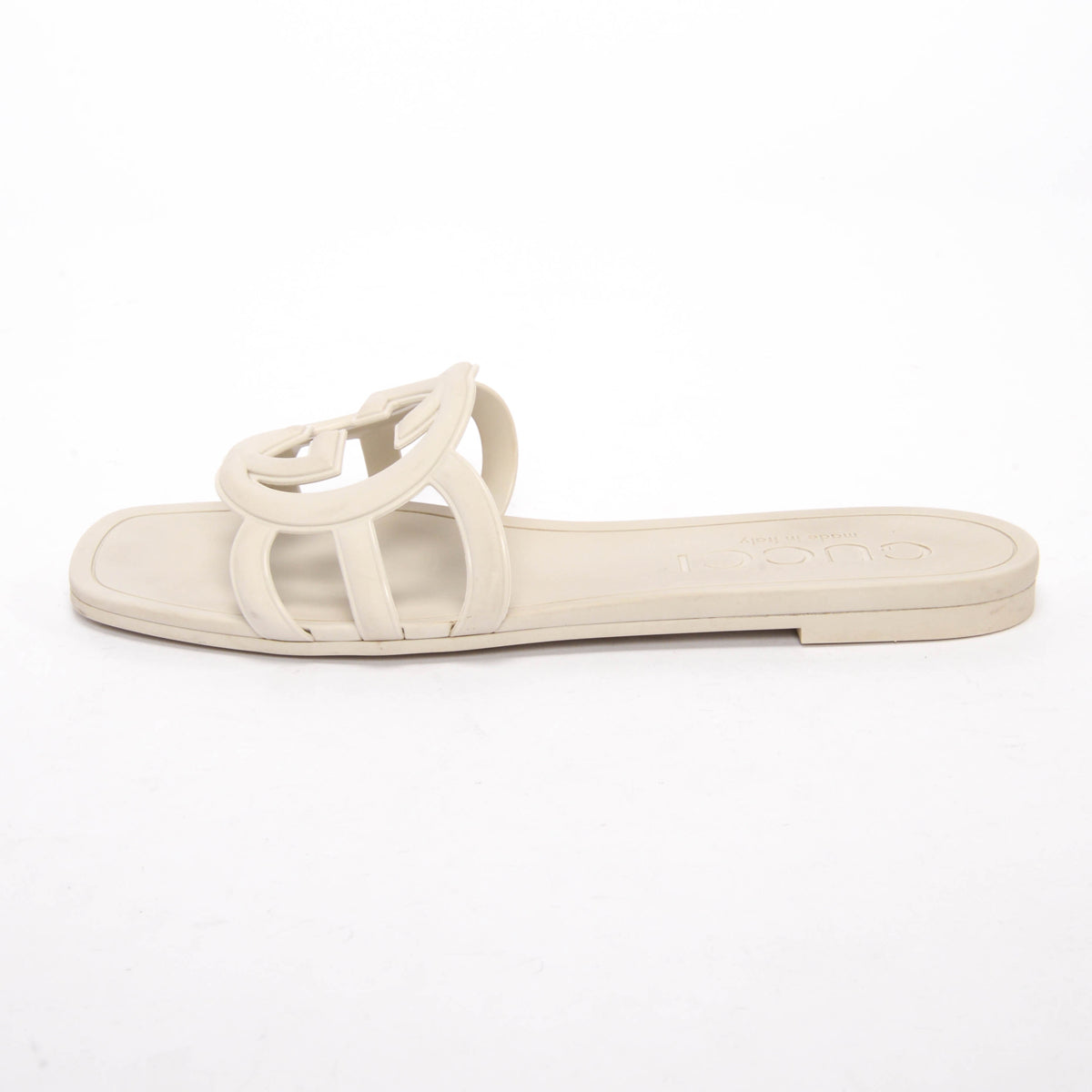 Gucci Stone Rubber GG Slides Sandals 36