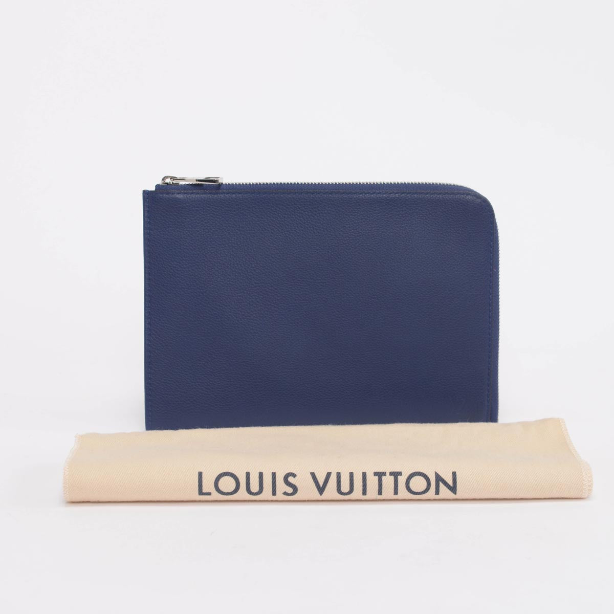 Louis Vuitton Indigo Grained Leather Pochette Jules PM Pouch